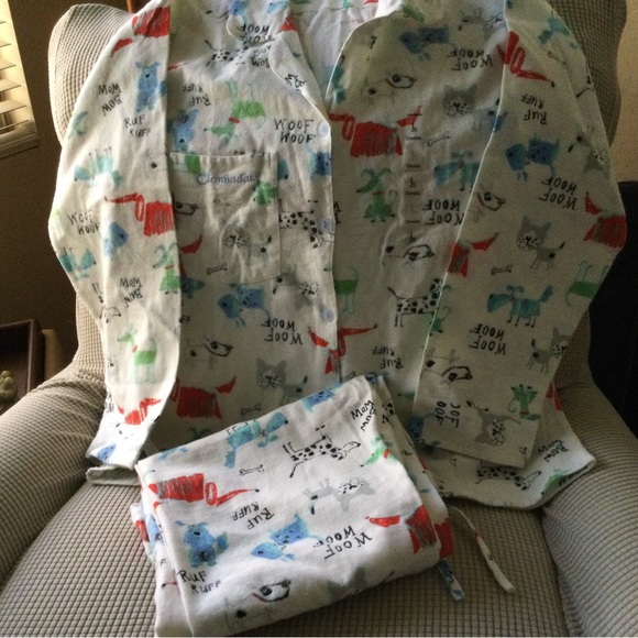 Clonhadas 100% Cotton Flannel Pajamas Set Dog Print - NEW! Size L - Picture 5 of 9